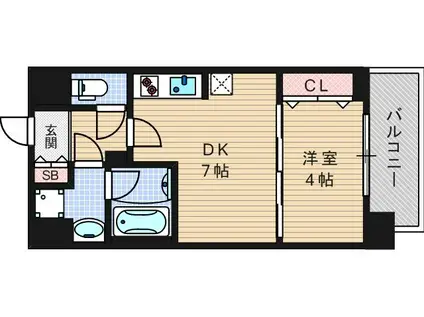 セイワパレス京町堀(1DK/13階)の間取り写真