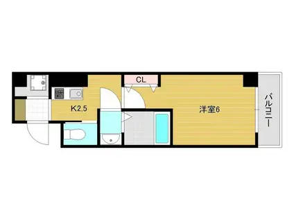 グランパシフィック難波元町(1K/9階)の間取り写真