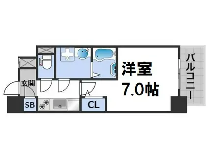 アドバンス上町台シュタット(1K/8階)の間取り写真