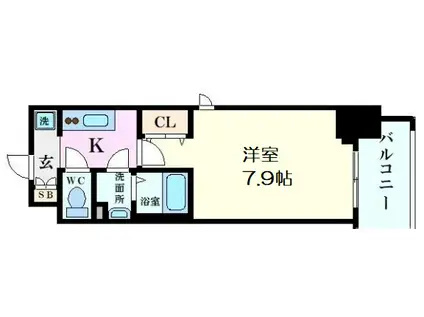 フォーリアライズ福島ウエスト(1K/8階)の間取り写真