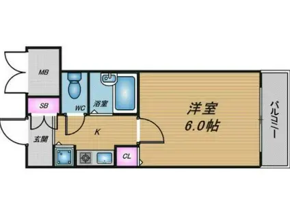 リーガル西長堀(1K/9階)の間取り写真