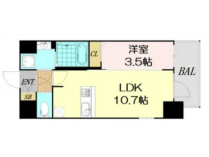 エスリード新大阪ザ・マーク(1LDK/9階)の間取り写真