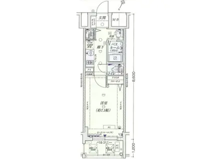 レジデンス靭公園(1K/6階)の間取り写真