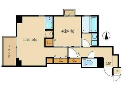 アリスマナーガーデン新町(1LDK/5階)の間取り写真