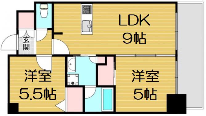 エステムコート難波Ⅴブロード(2DK/11階)の間取り写真