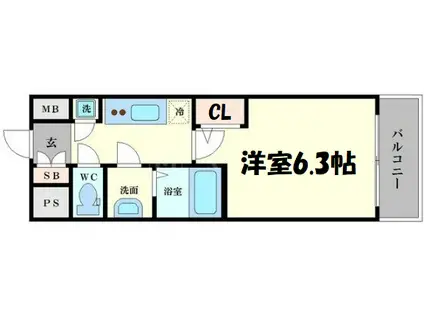 エスリード南堀江レジデンス(1K/6階)の間取り写真