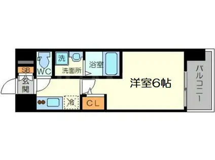 エスリード新大阪グランゲートサウス(1K/9階)の間取り写真