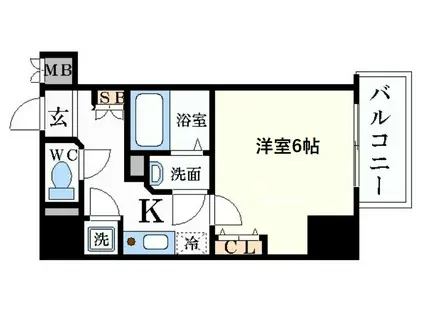 レジュールアッシュ梅田AXIA(1K/3階)の間取り写真