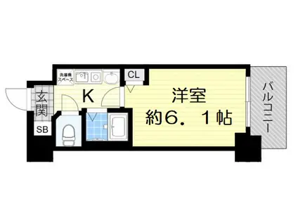 エステムコート四天王寺夕陽丘(1K/4階)の間取り写真