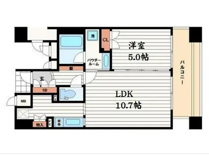 プライムアーバン堺筋本町(1LDK/11階)の間取り写真