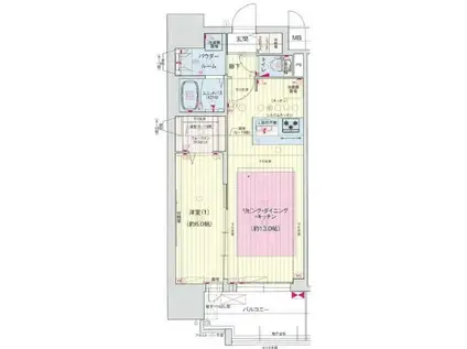 プレサンス新町ウィズ ジョイ(1LDK/9階)の間取り写真