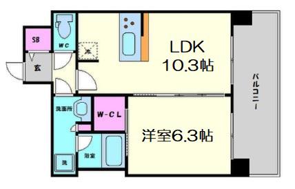 プレサンス福島ミッドエル(1LDK/12階)の間取り写真