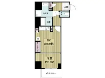 ドゥーエ玉造(1DK/11階)の間取り写真