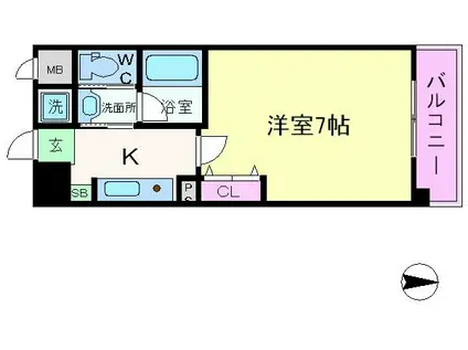 ジュネーゼ・グラン心斎橋東(1K/6階)の間取り写真