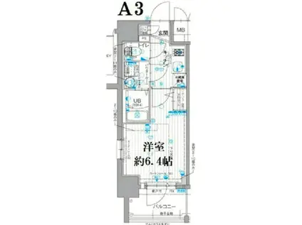エスリード南森町ラグシス(1K/6階)の間取り写真