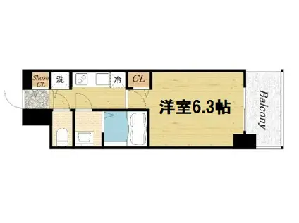 プレサンスOSAKA DOMECITYワンダー(1K/2階)の間取り写真