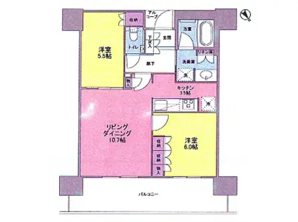 ザ・パークハウス中之島タワー(2LDK/15階)の間取り写真