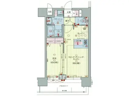 プレサンス大阪天満リバーシア(1LDK/7階)の間取り写真