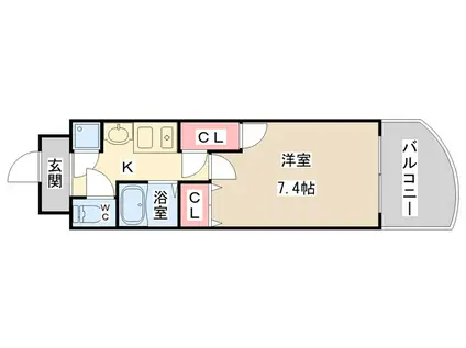 MARION KITAHORIE ANNEX(1K/4階)の間取り写真