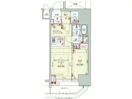 プレサンス北浜オリジン(1LDK/12階)の間取り写真