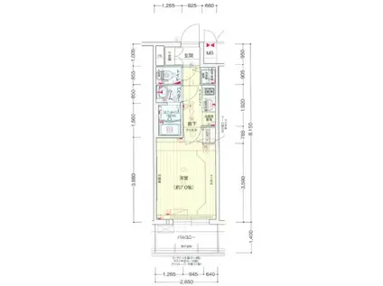 プレサンス大阪福島シエル(1K/7階)の間取り写真