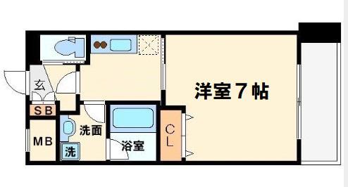 アーバンフラッツ西中島(1K/6階)の間取り写真