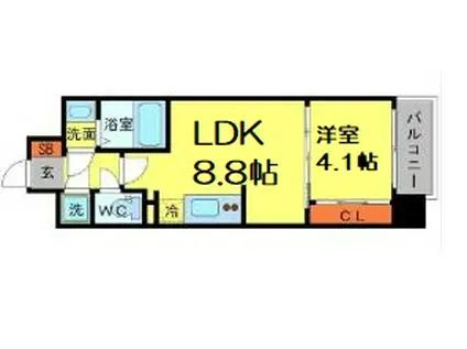 SERENITE本町エコート(1LDK/3階)の間取り写真