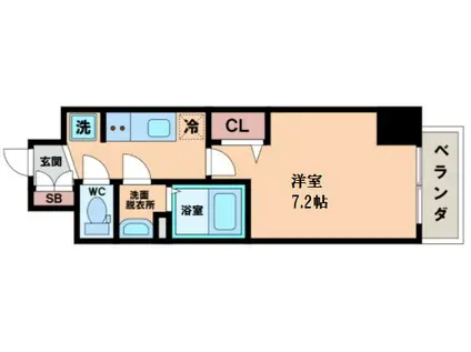 プレサンスOSAKADOMECITYクロスティ(1K/9階)の間取り写真