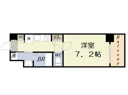 コスモプレミアムベイ大阪(1K/8階)の間取り写真