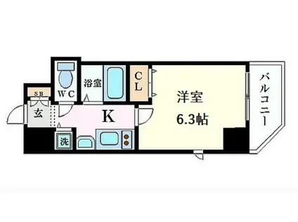 プレサンス心斎橋ザ・スタイル(1K/9階)の間取り写真