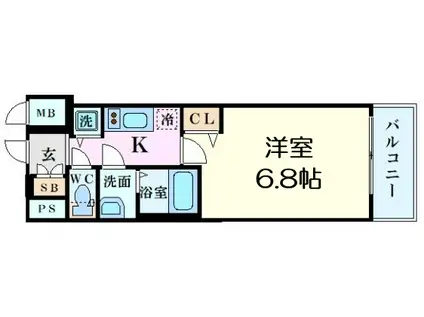 プレサンス立売堀パークシティ(1K/7階)の間取り写真