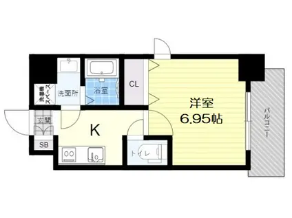 フォーリアライズ難波シエロ(1K/10階)の間取り写真