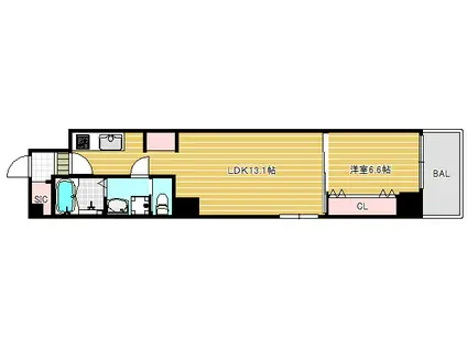 REIOS谷町(1LDK/2階)の間取り写真