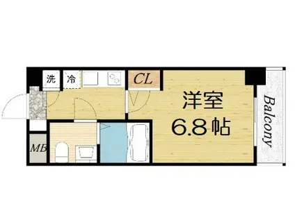 ラシュレエグゼ難波西(1K/10階)の間取り写真