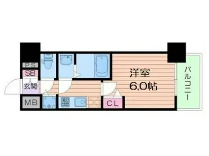 プレサンスタワー難波ウエスト(1K/5階)の間取り写真