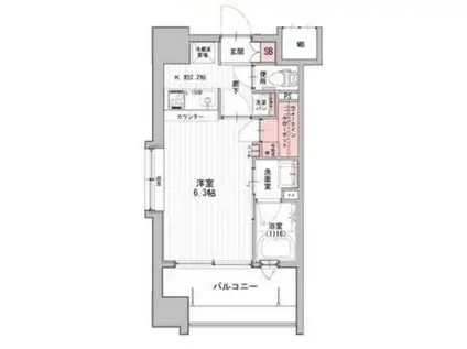 GATE COURT OSAKAFUKUSHIMA(1K/6階)の間取り写真