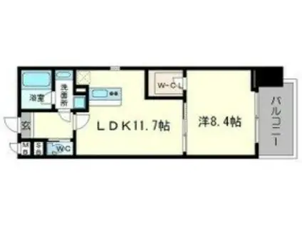 ラクラス長堀橋(1LDK/14階)の間取り写真