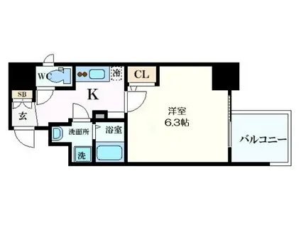 アクアプレイス江戸堀(1K/5階)の間取り写真