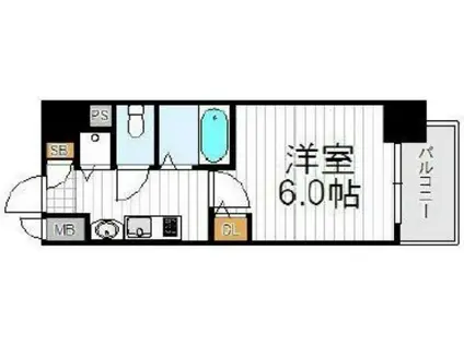 プレミアムコート天神橋(1K/12階)の間取り写真