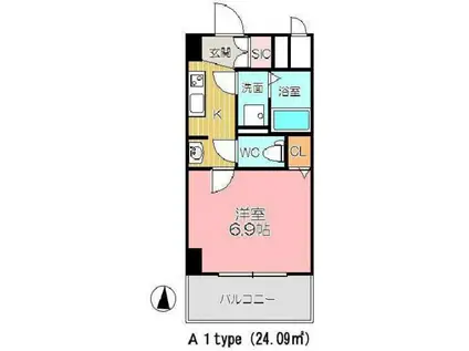 トレヴァンス梅田(1K/5階)の間取り写真