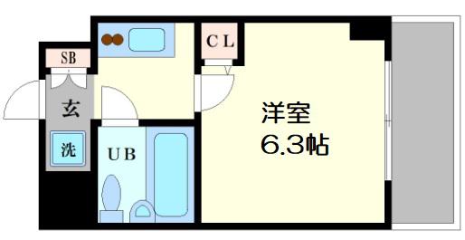 フォーリアライズ難波南ファーロ(1K/2階)の間取り写真