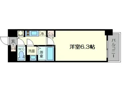 グランカリテ新大阪ウエスト(1K/3階)の間取り写真