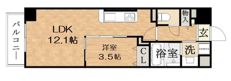 ハーツ天満橋(1LDK/6階)の間取り写真