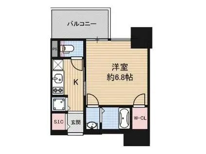 エスリード大阪上本町レジェーロ(1K/6階)の間取り写真