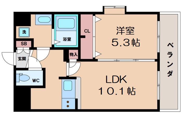 ラムール難波西(1LDK/8階)の間取り写真