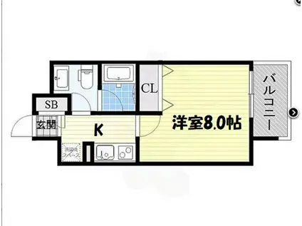 ディオレ・クレスト東心斎橋(1K/7階)の間取り写真