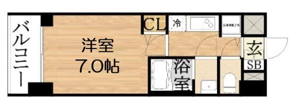 プレサンス南森町ライズ(1K/2階)の間取り写真
