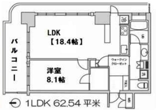 リーガルタワー船場(1LDK/15階)の間取り写真