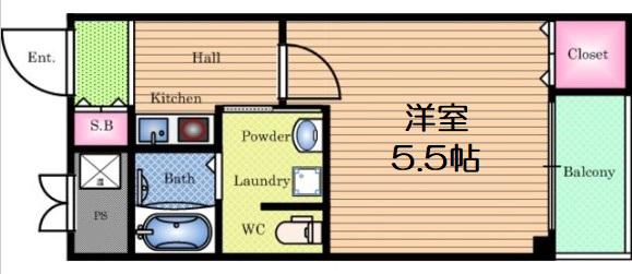 MY江之子島マンション(1K/2階)の間取り写真