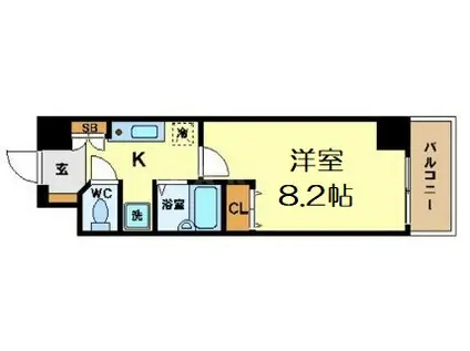 ジュネーゼ本町西(1K/4階)の間取り写真